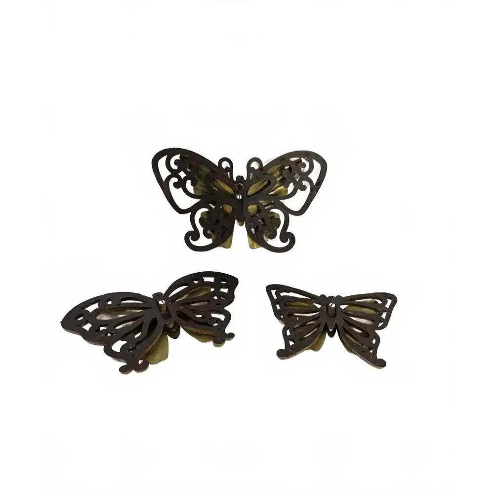 Vintage Homco Butterfly Wall Decor Set of 3 Brown 1970s Boho MCM